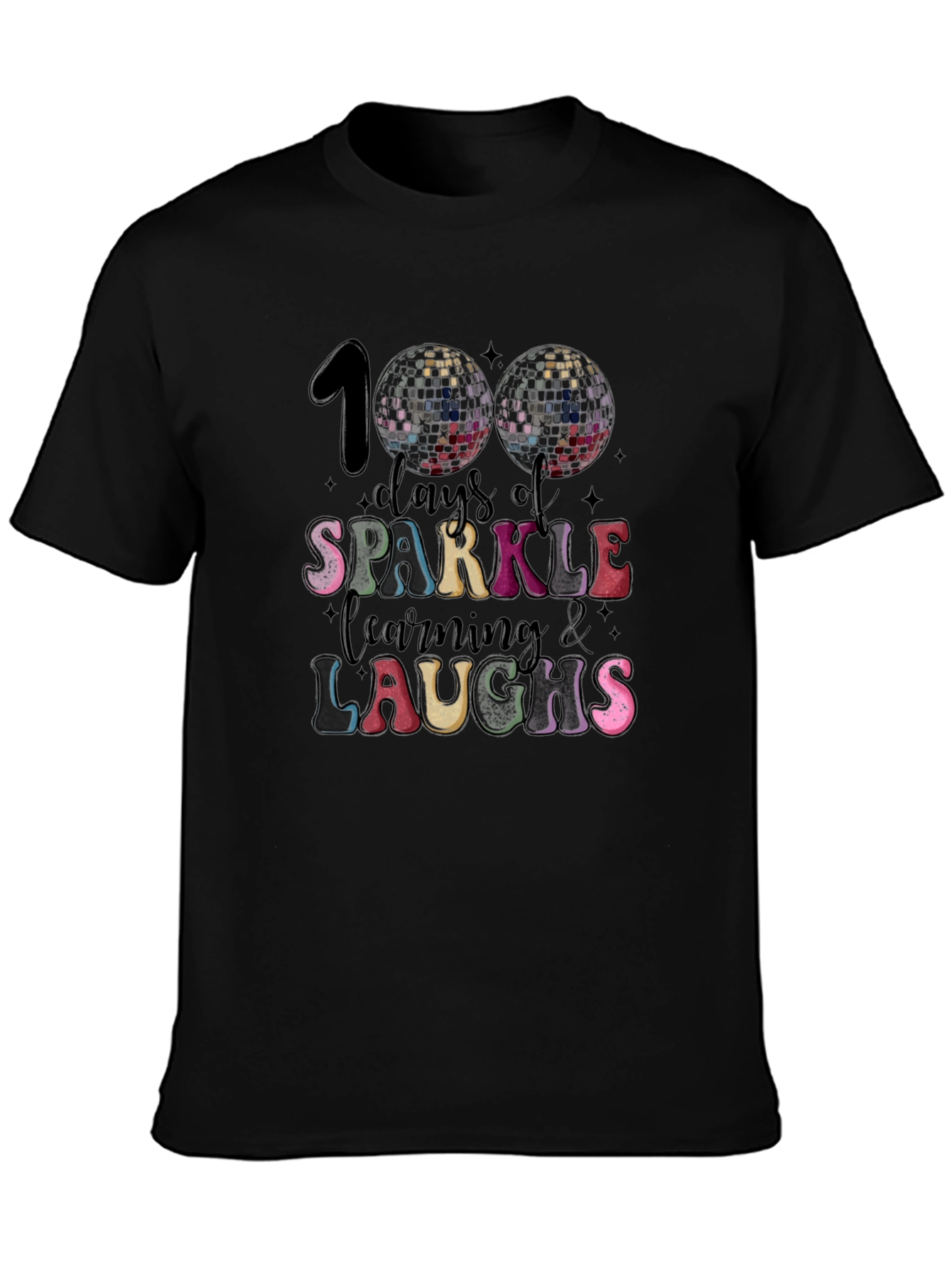 Camiseta Negra 100 Días de Brillo Aprendizaje y Risas