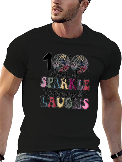 Camiseta Negra 100 Días de Brillo Aprendizaje y Risas