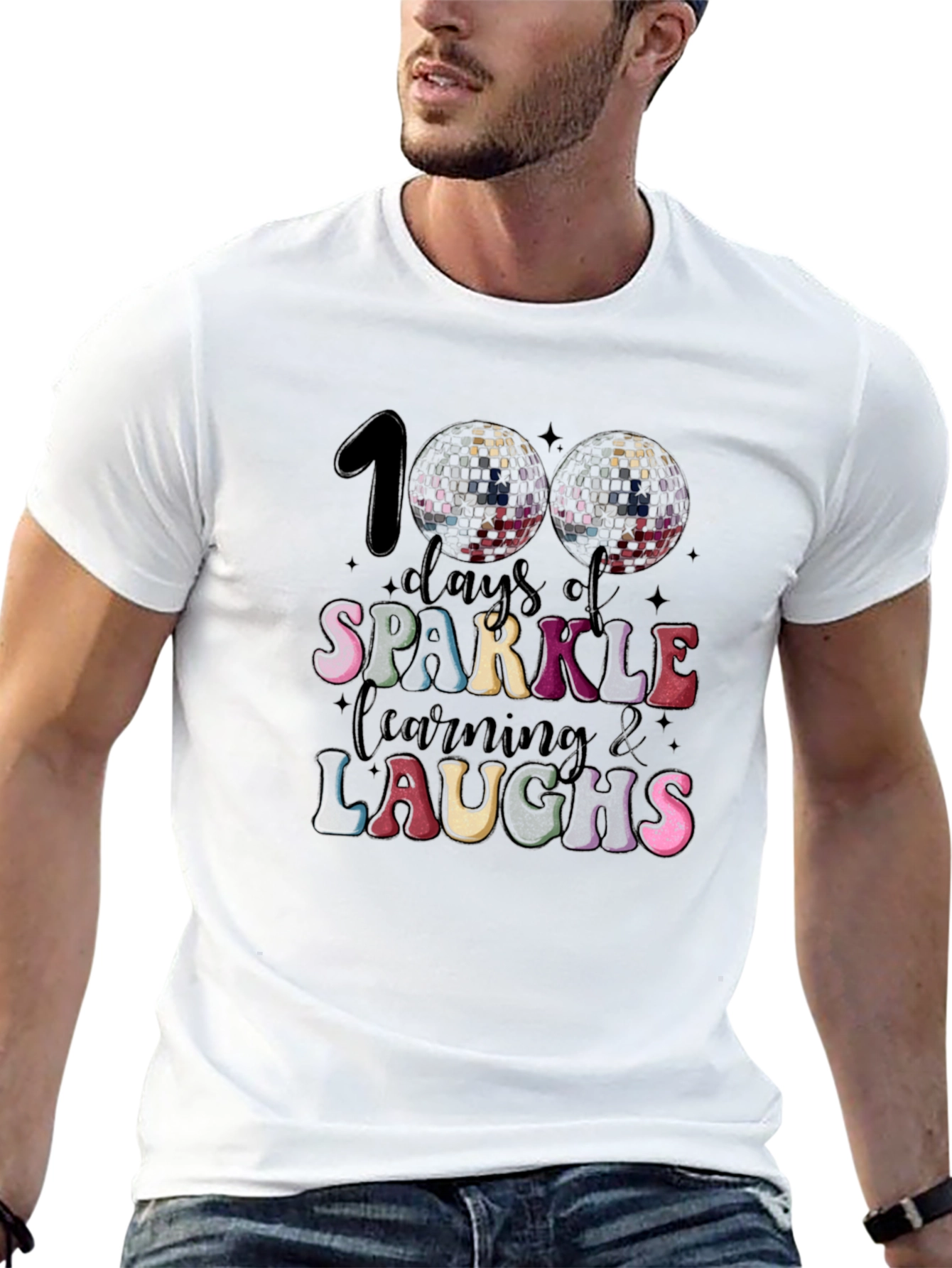 Camiseta Negra 100 Días de Brillo Aprendizaje y Risas