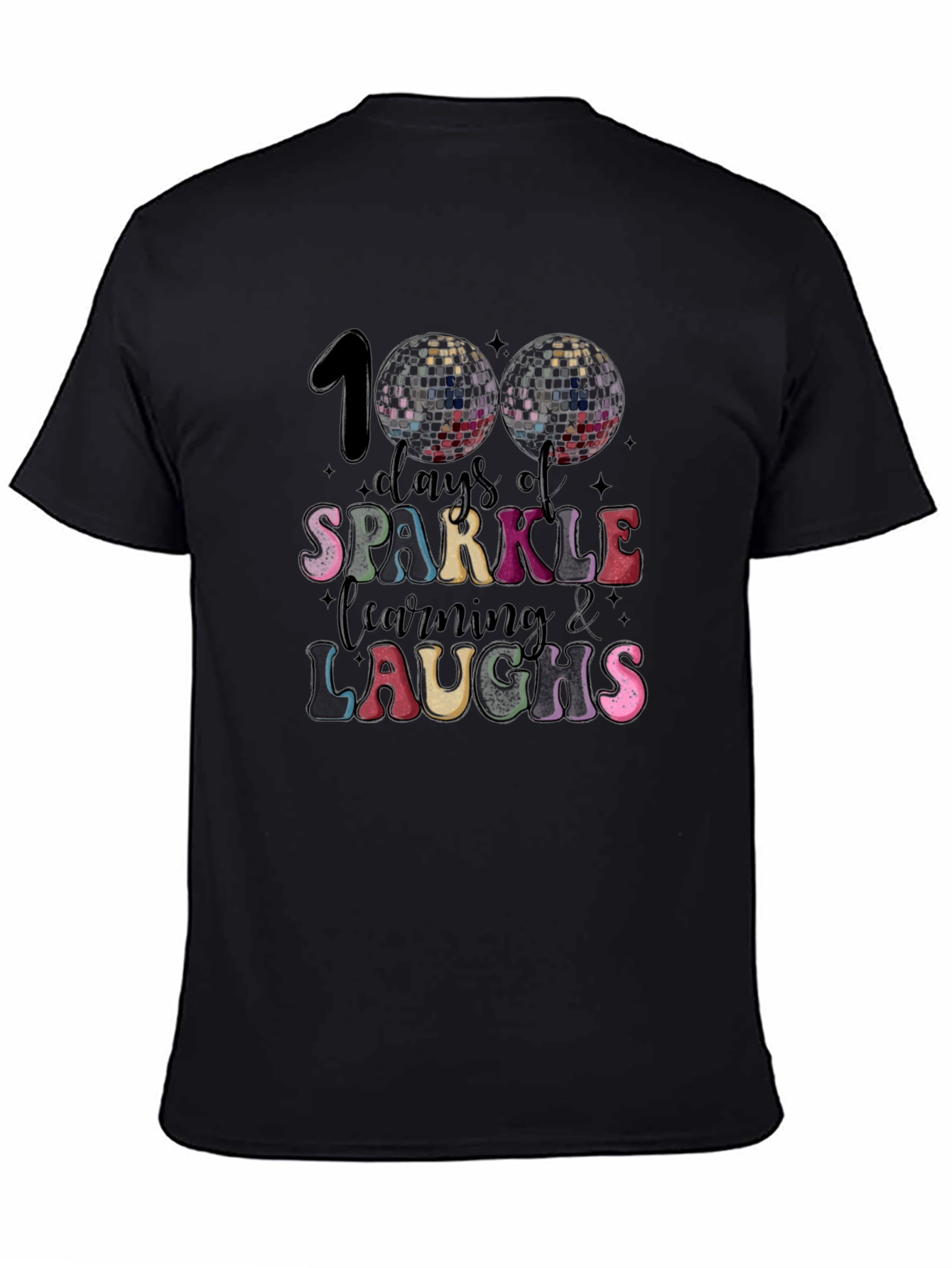 Camiseta Negra 100 Días de Brillo Aprendizaje y Risas