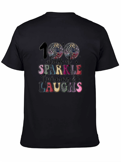Camiseta Negra 100 Días de Brillo Aprendizaje y Risas