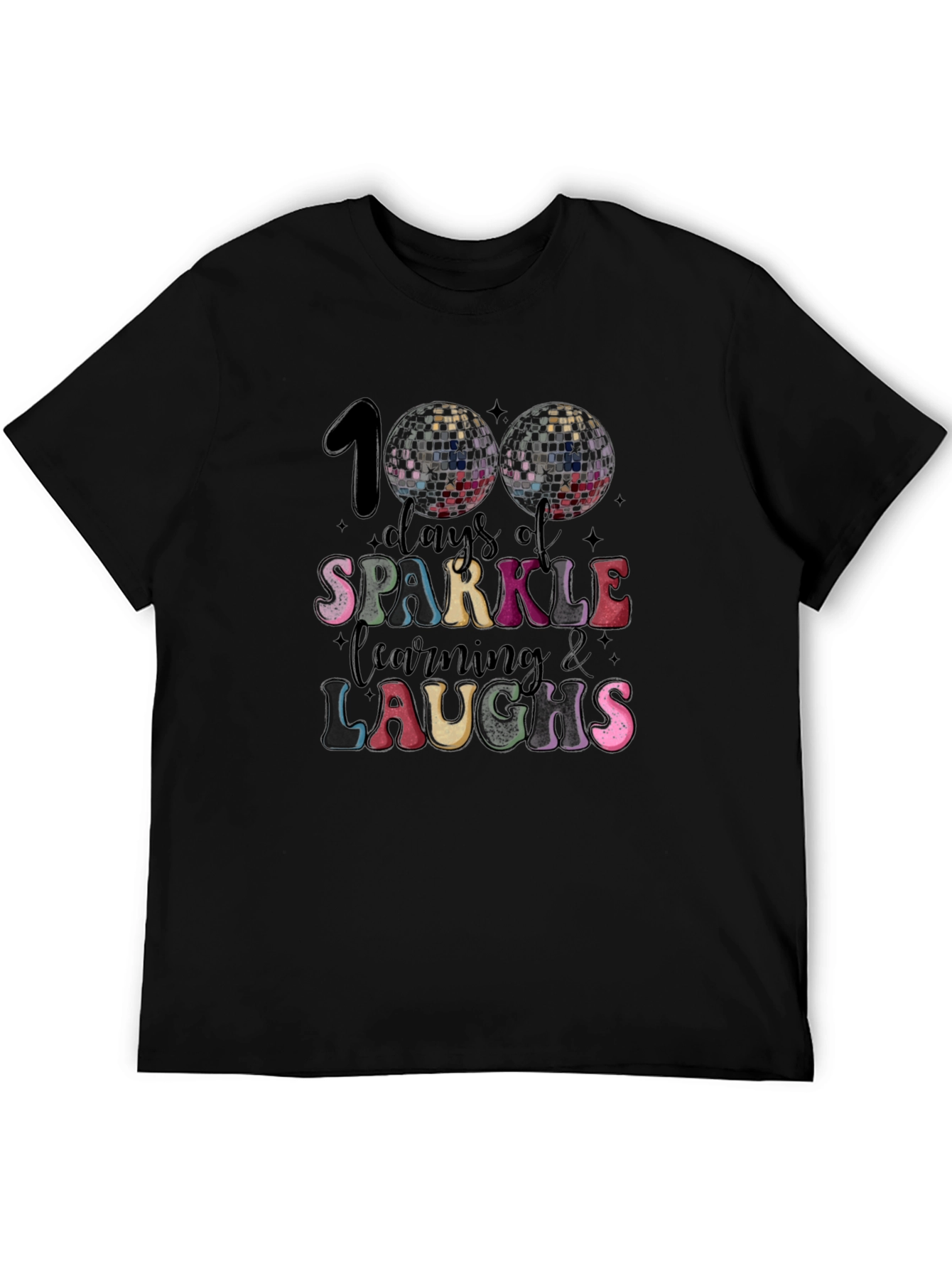 Camiseta Negra 100 Días de Brillo Aprendizaje y Risas
