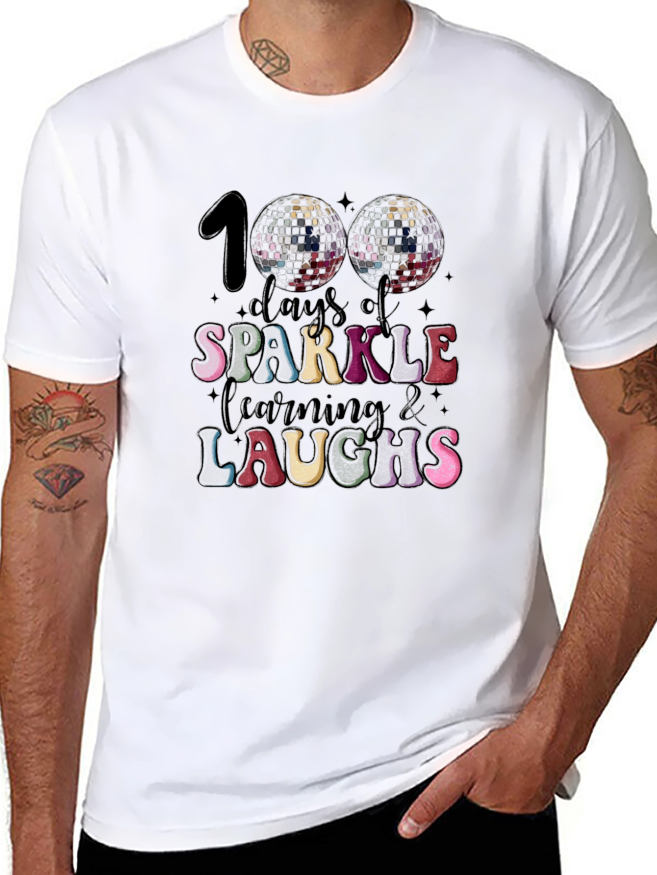 Camiseta Negra 100 Días de Brillo Aprendizaje y Risas