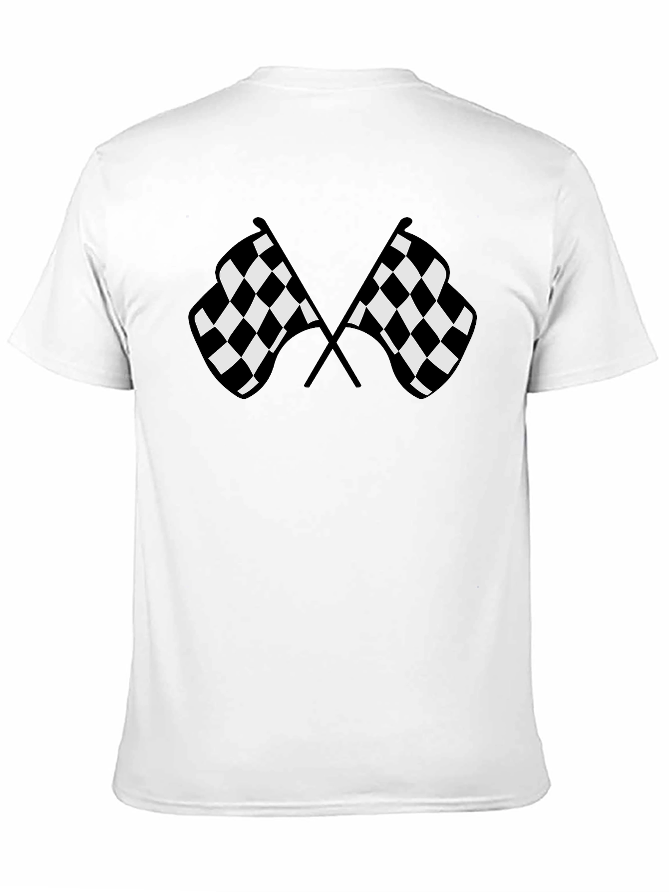 Camiseta Negra con Diseño de Banderas a Cuadros