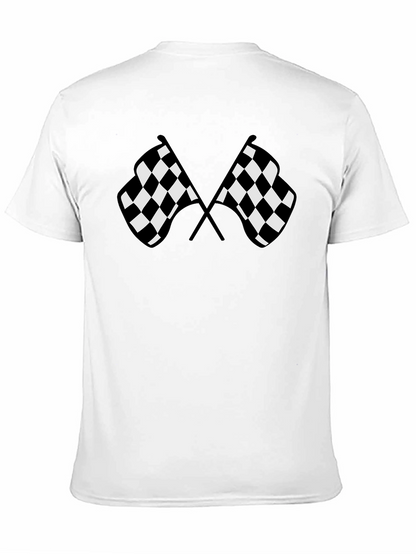 Camiseta Negra con Diseño de Banderas a Cuadros