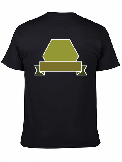 Camiseta Negra con Diseño Abstracto de Banner