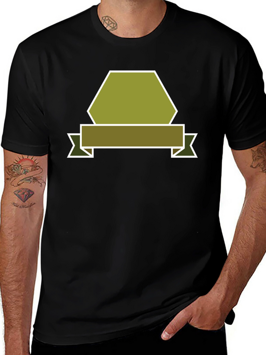 Camiseta Negra con Diseño Abstracto de Banner