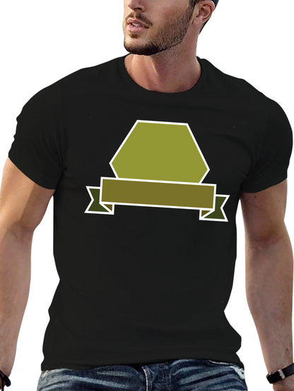 Camiseta Negra con Diseño Abstracto de Banner
