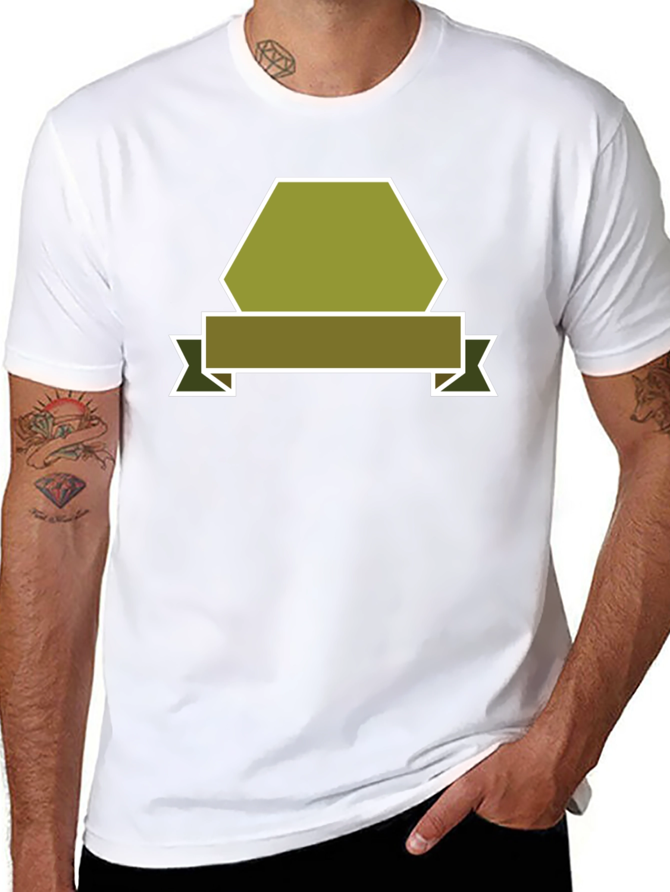 Camiseta Negra con Diseño Abstracto de Banner