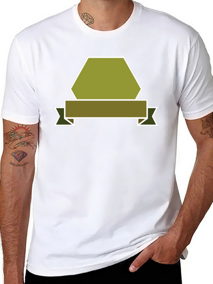 Camiseta Negra con Diseño Abstracto de Banner