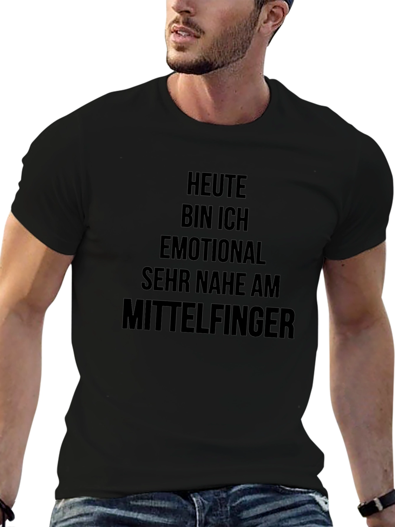 Camiseta Negra con Inscripción Alemana Humorística