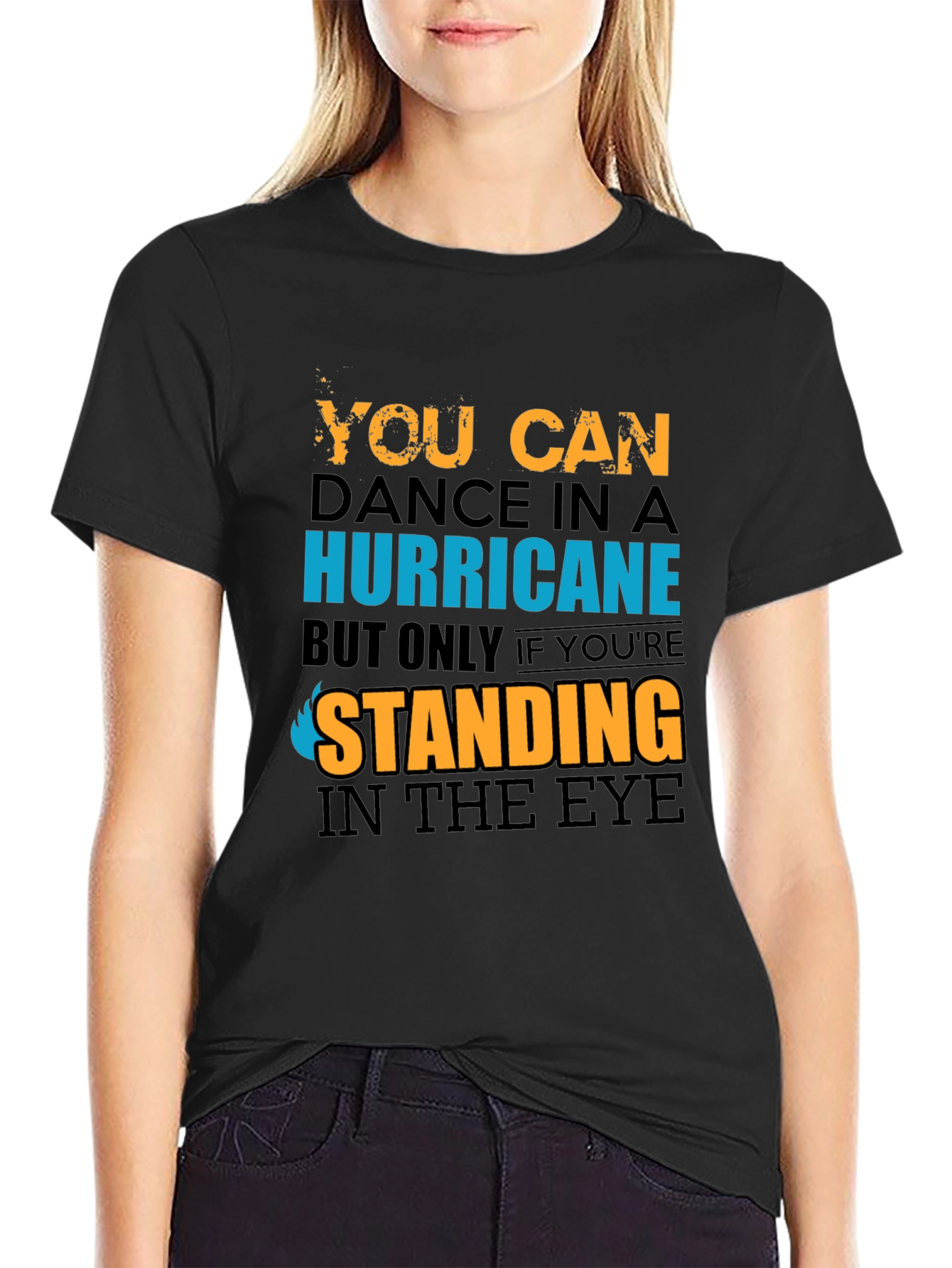 Camiseta Negra con Diseño Hurricane Dance