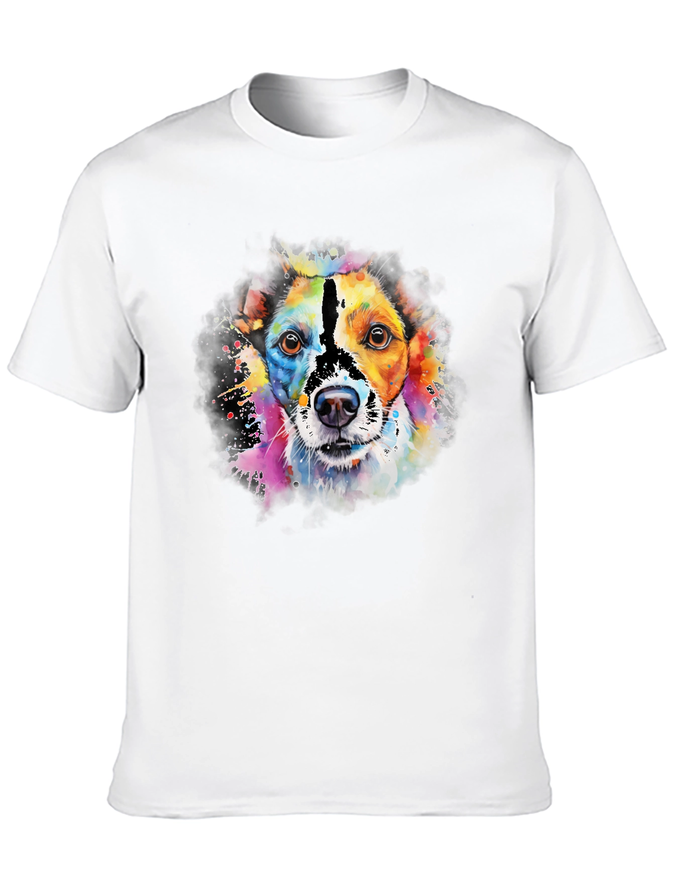 Camiseta Negra con Diseño de Perro Acuarela