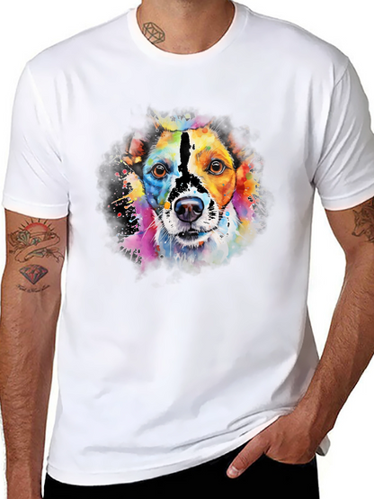 Camiseta Negra con Diseño de Perro Acuarela