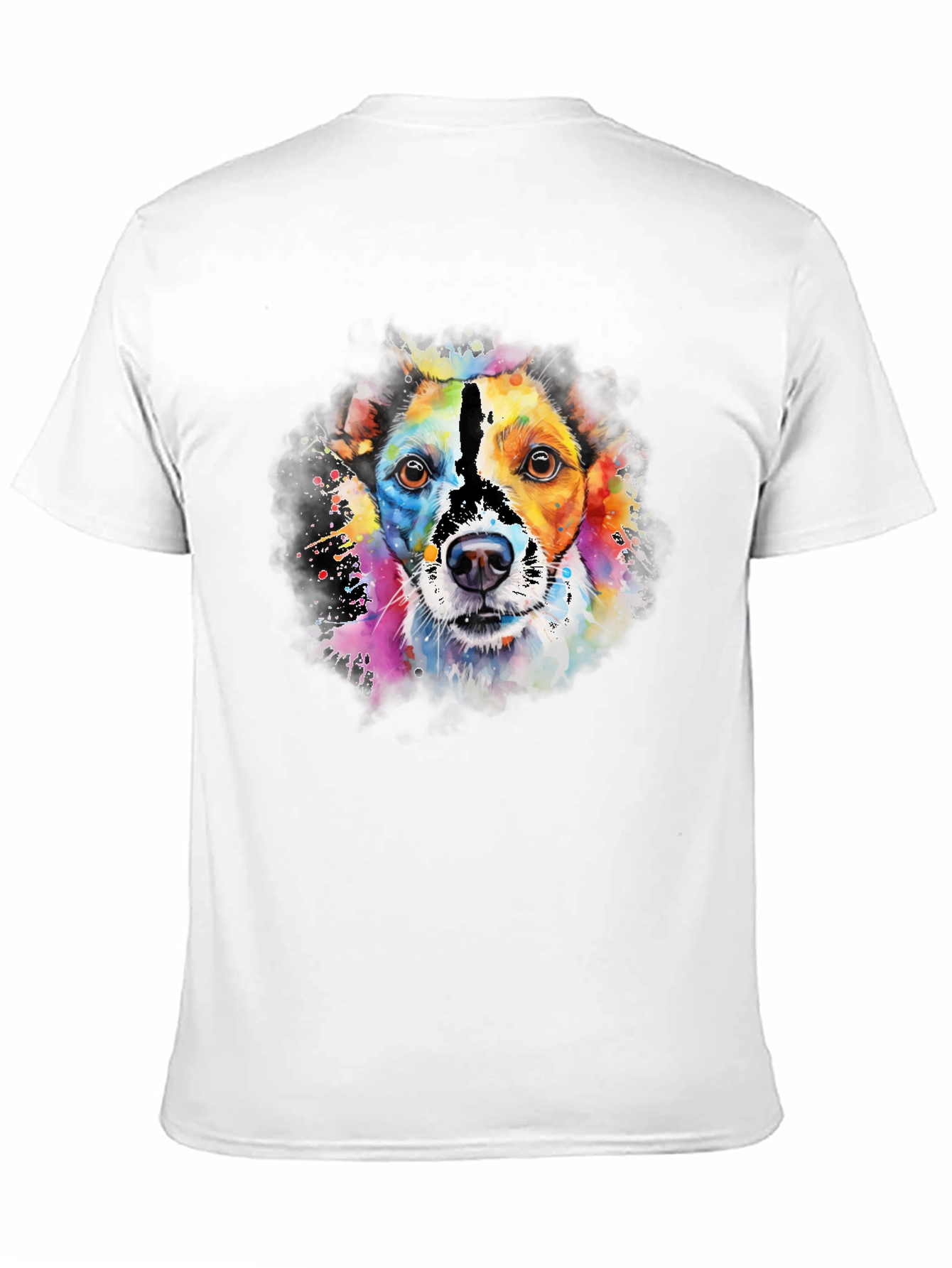 Camiseta Negra con Diseño de Perro Acuarela