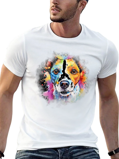 Camiseta Negra con Diseño de Perro Acuarela