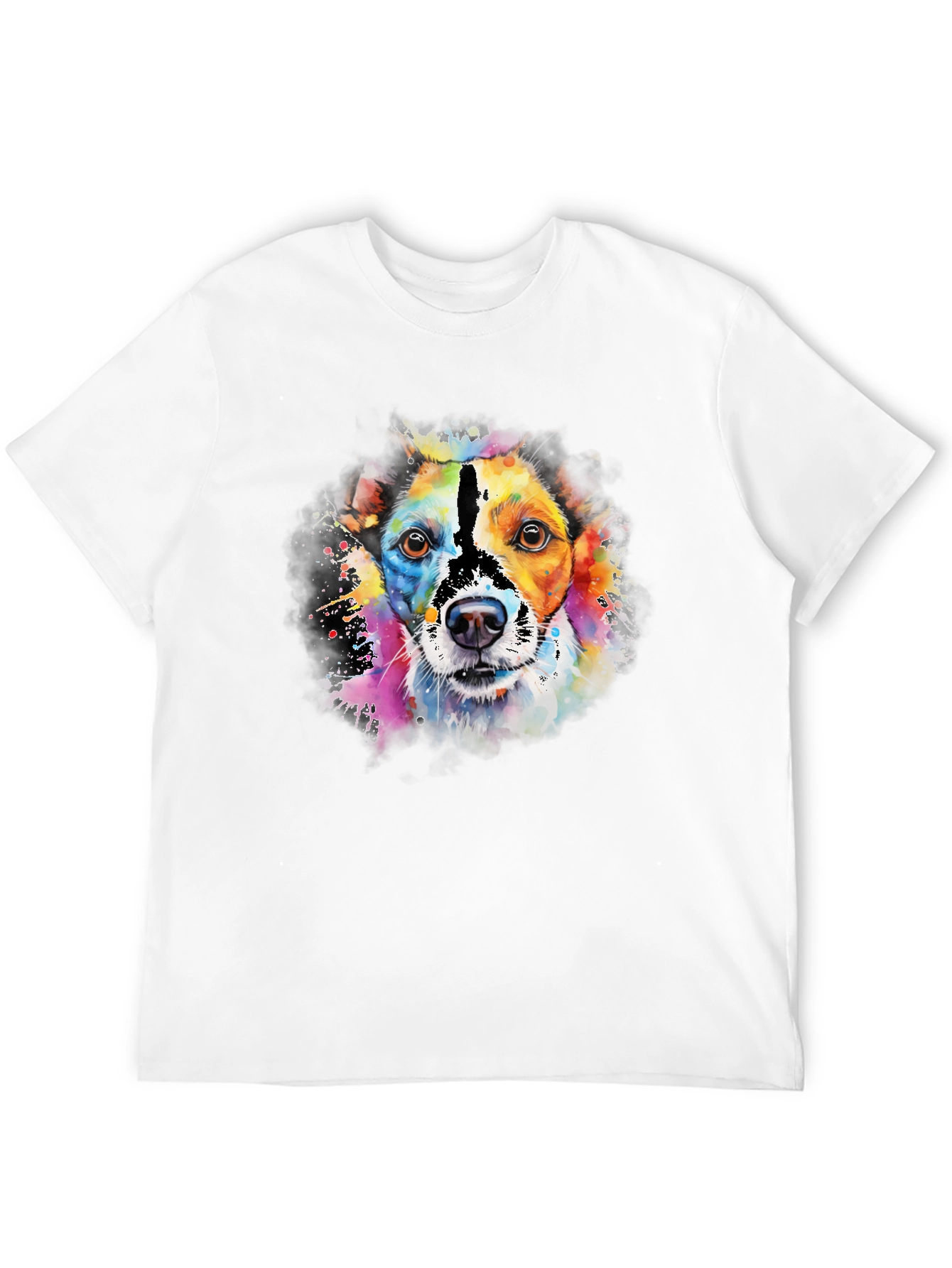 Camiseta Negra con Diseño de Perro Acuarela