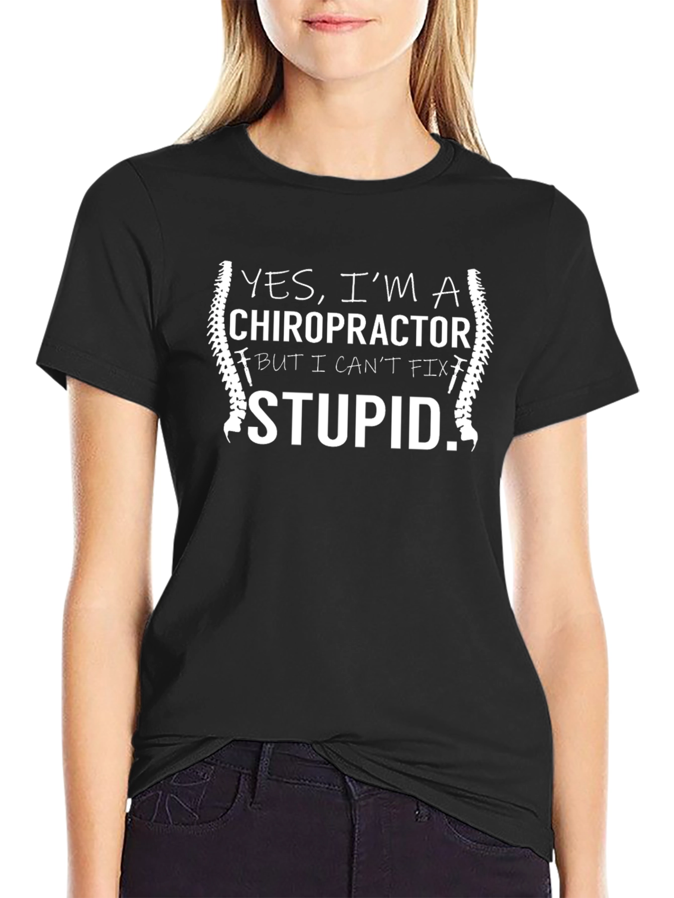 Camiseta Negra Humorística de Quiropráctico