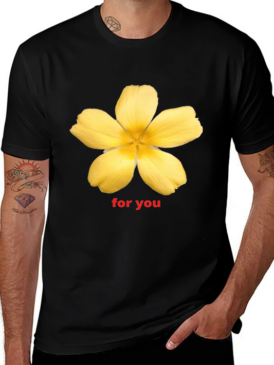 Camiseta Negra con Flor Amarilla - Para Ti