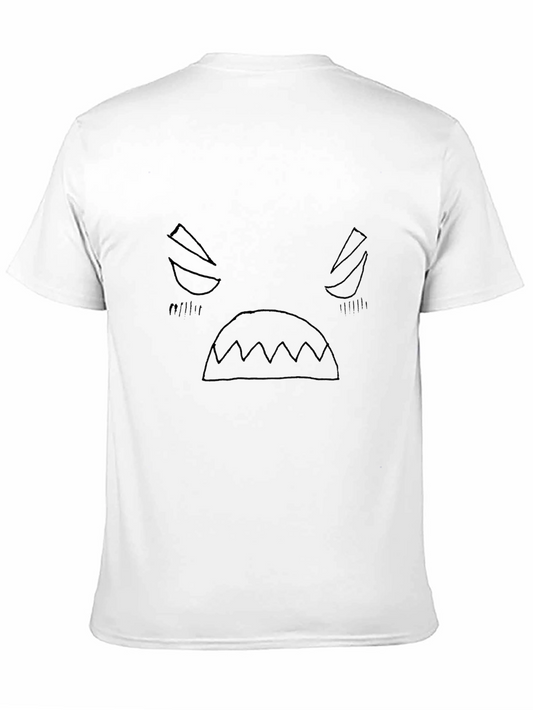 Camiseta Negra con Estampado de Cara enojada