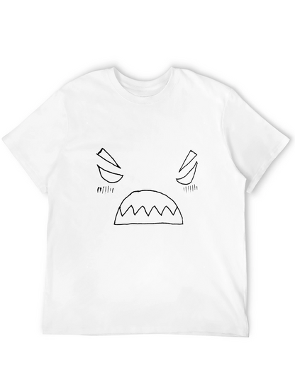 Camiseta Negra con Estampado de Cara enojada