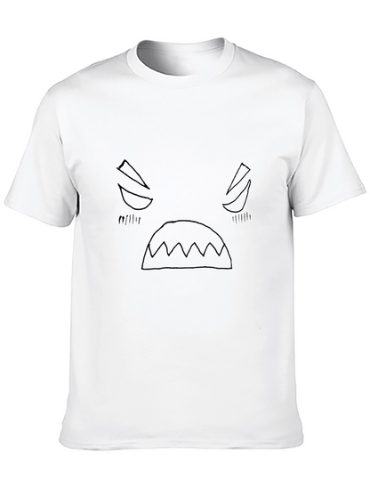 Camiseta Negra con Estampado de Cara enojada