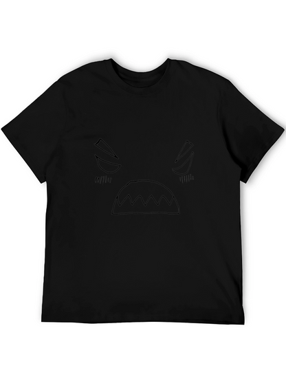 Camiseta Negra con Estampado de Cara enojada