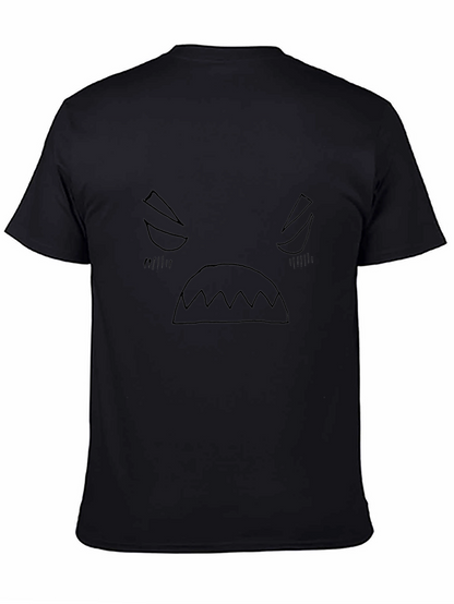 Camiseta Negra con Estampado de Cara enojada