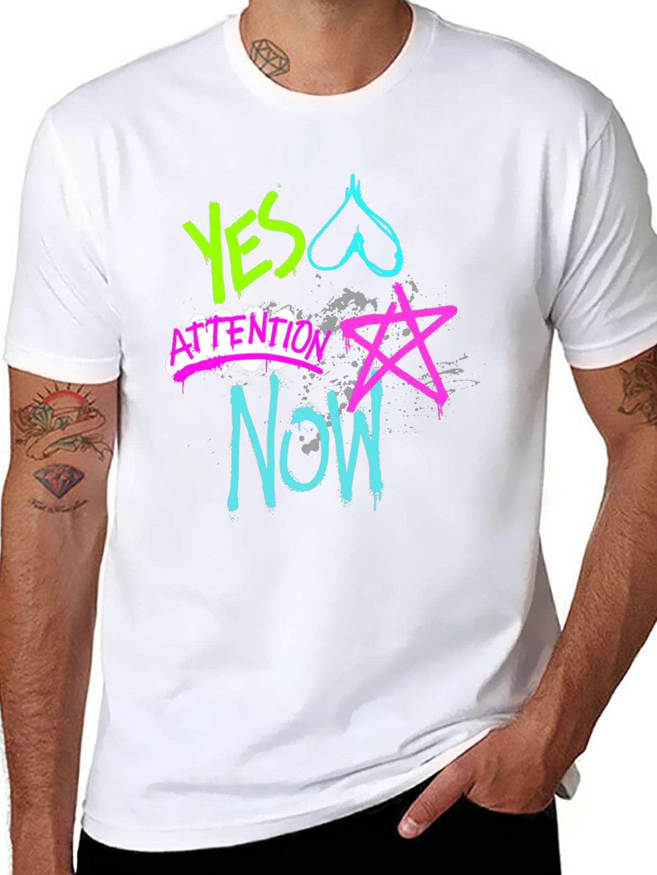Camiseta Hombre Diseño Graffiti Neón