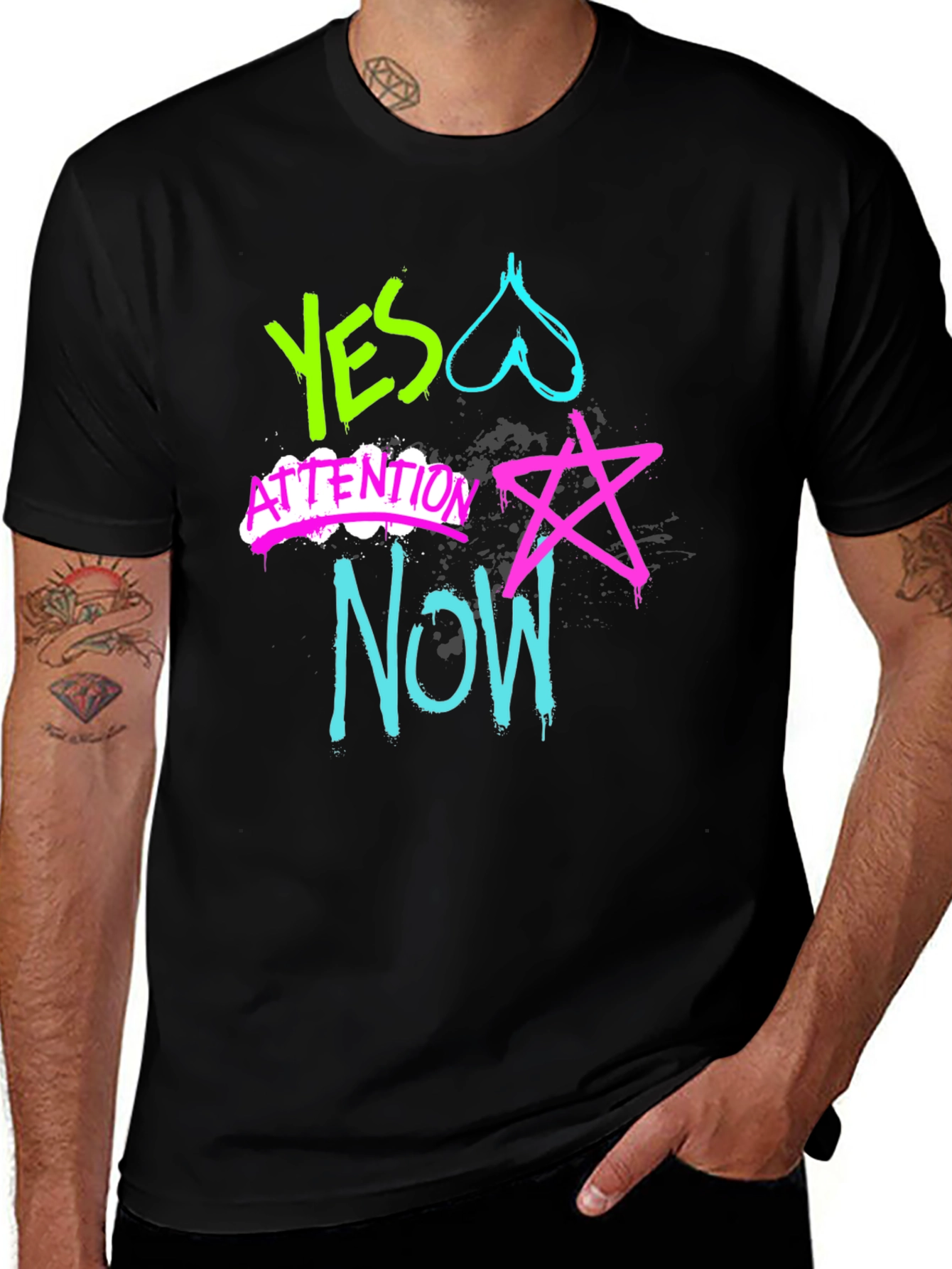 Camiseta Hombre Diseño Graffiti Neón