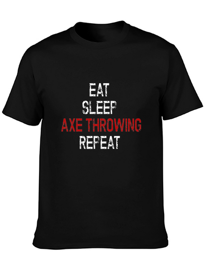 Camiseta Hombre: Come Duerme Lanza Hachas Repite
