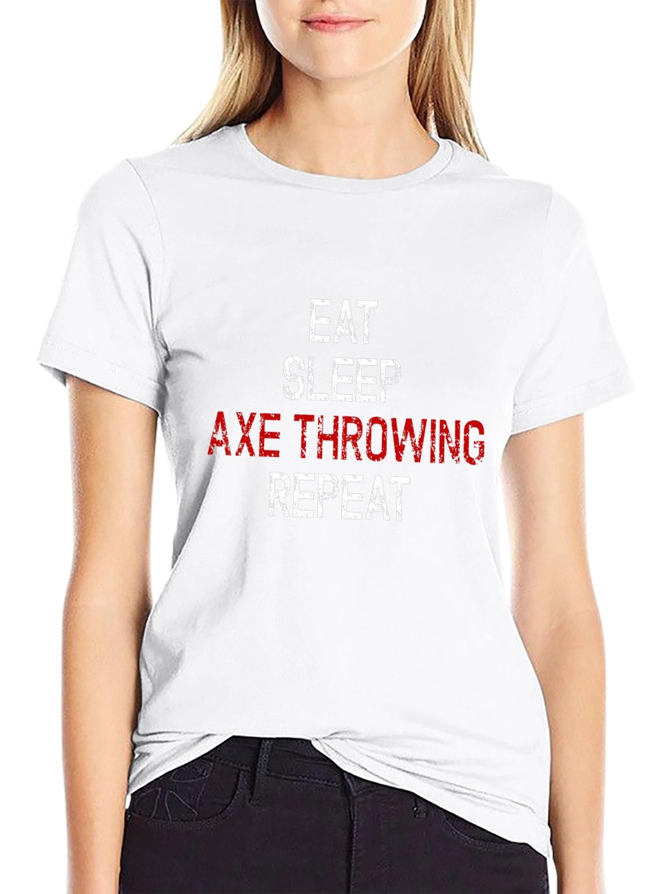 Camiseta Hombre: Come Duerme Lanza Hachas Repite
