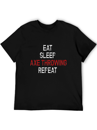 Camiseta Hombre: Come Duerme Lanza Hachas Repite