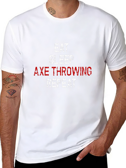 Camiseta Hombre: Come Duerme Lanza Hachas Repite