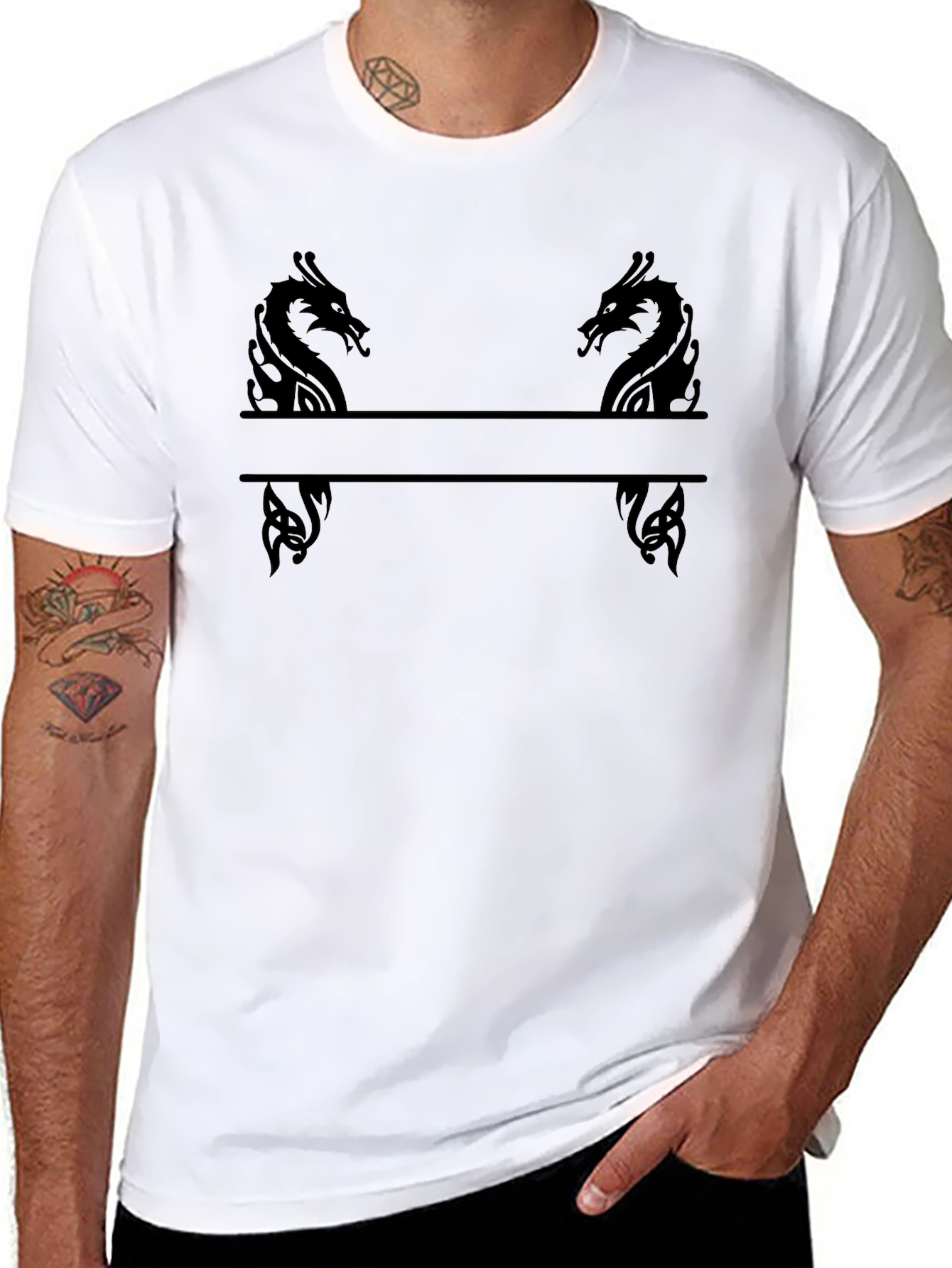 Camiseta Negra con Dragones Personalizable