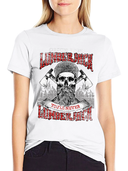 Camiseta Negra Leñador con Diseño Calavera