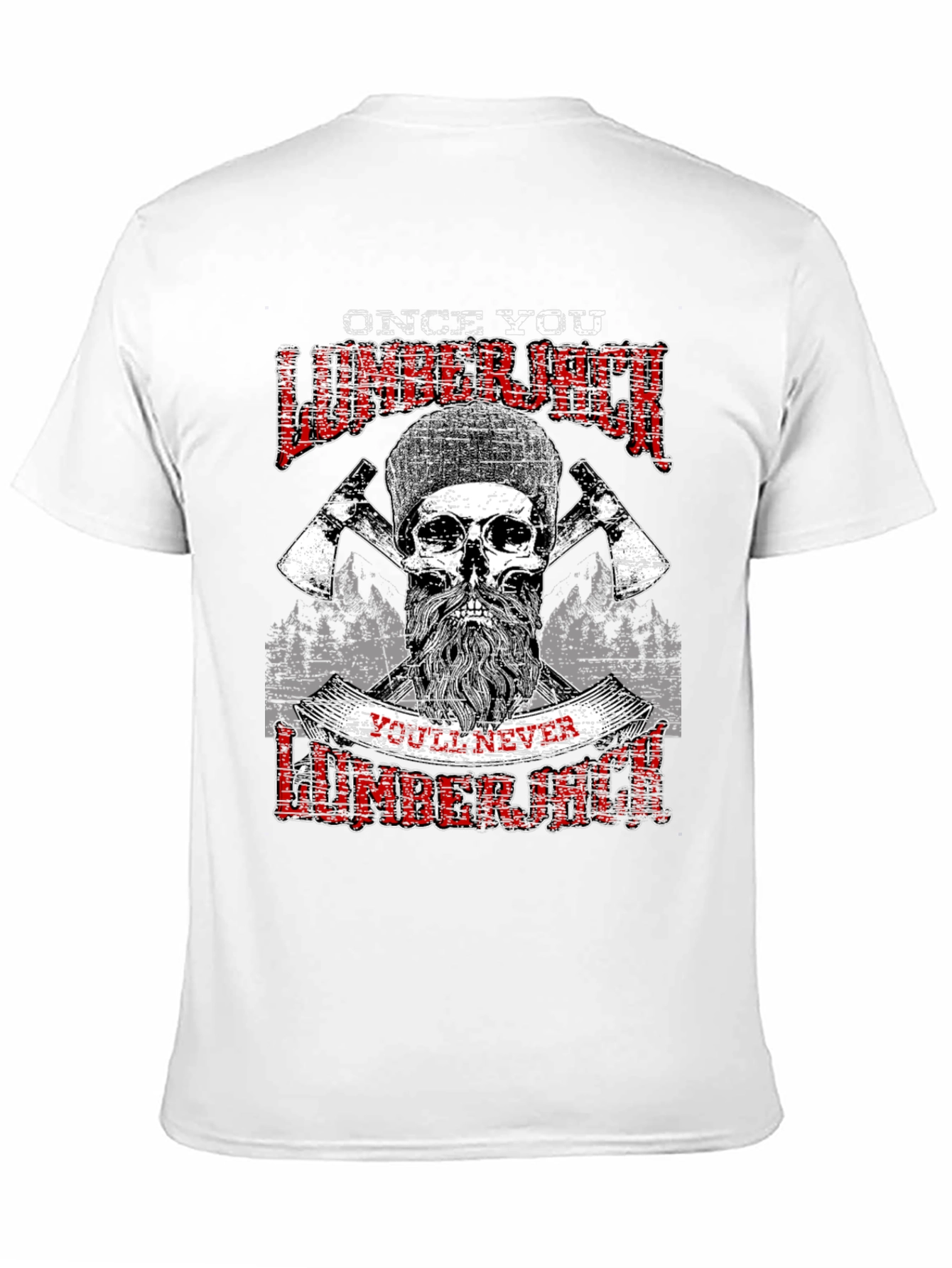 Camiseta Negra Leñador con Diseño Calavera