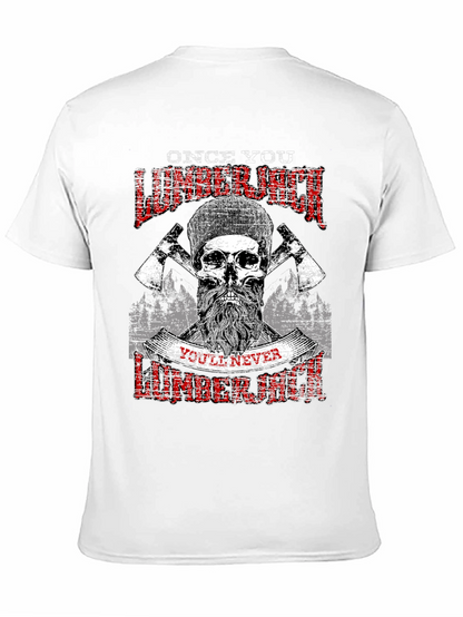 Camiseta Negra Leñador con Diseño Calavera