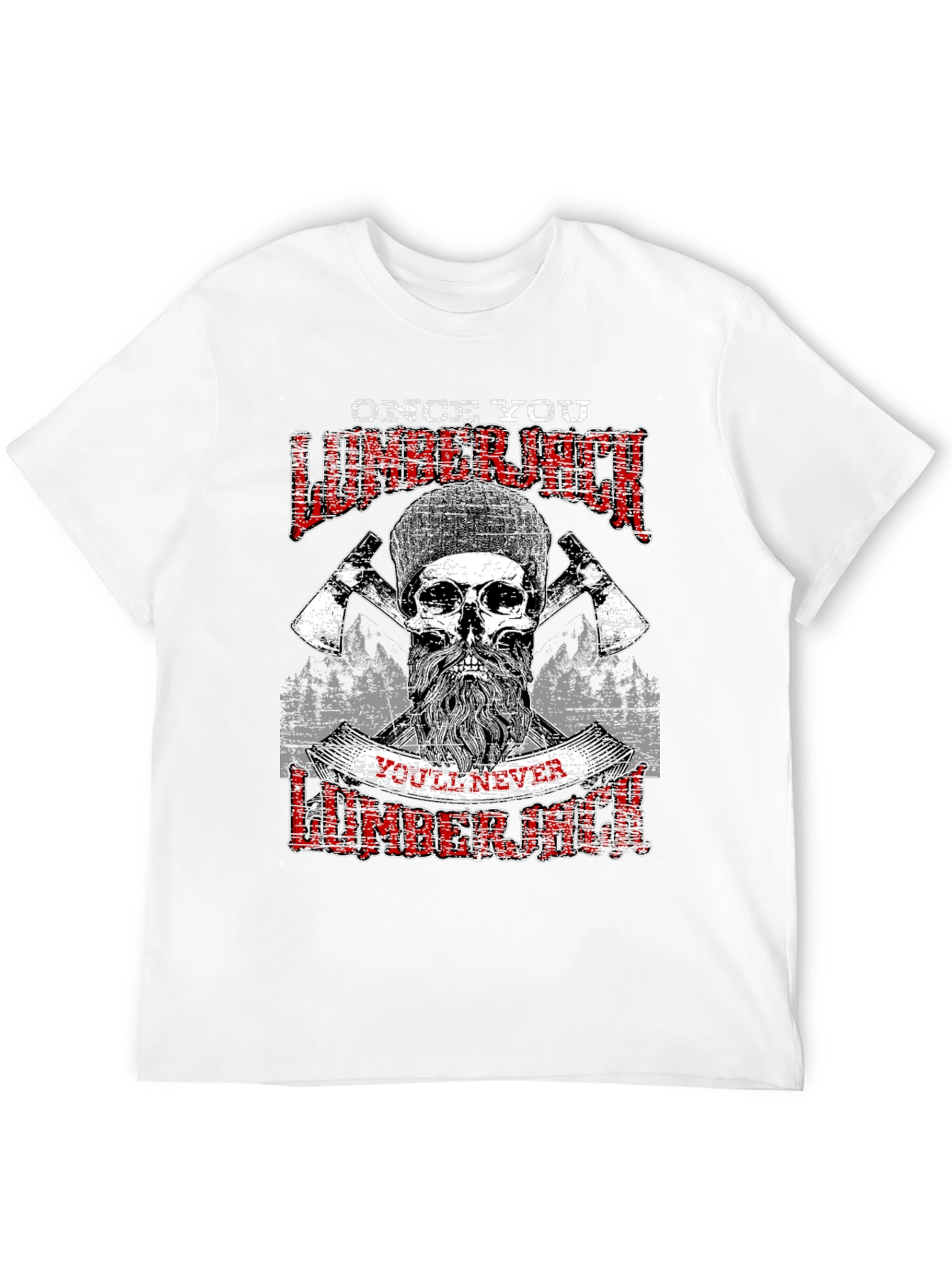 Camiseta Negra Leñador con Diseño Calavera