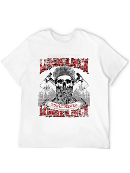 Camiseta Negra Leñador con Diseño Calavera