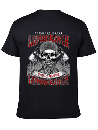 Camiseta Negra Leñador con Diseño Calavera