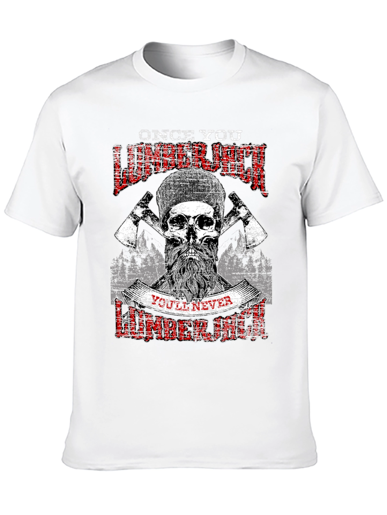 Camiseta Negra Leñador con Diseño Calavera
