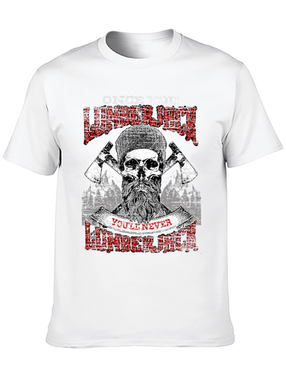 Camiseta Negra Leñador con Diseño Calavera
