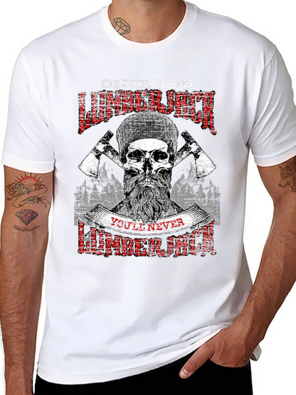 Camiseta Negra Leñador con Diseño Calavera