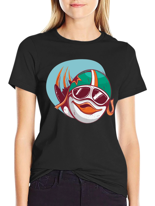 Camiseta Negra con Diseño de Pato Aviador