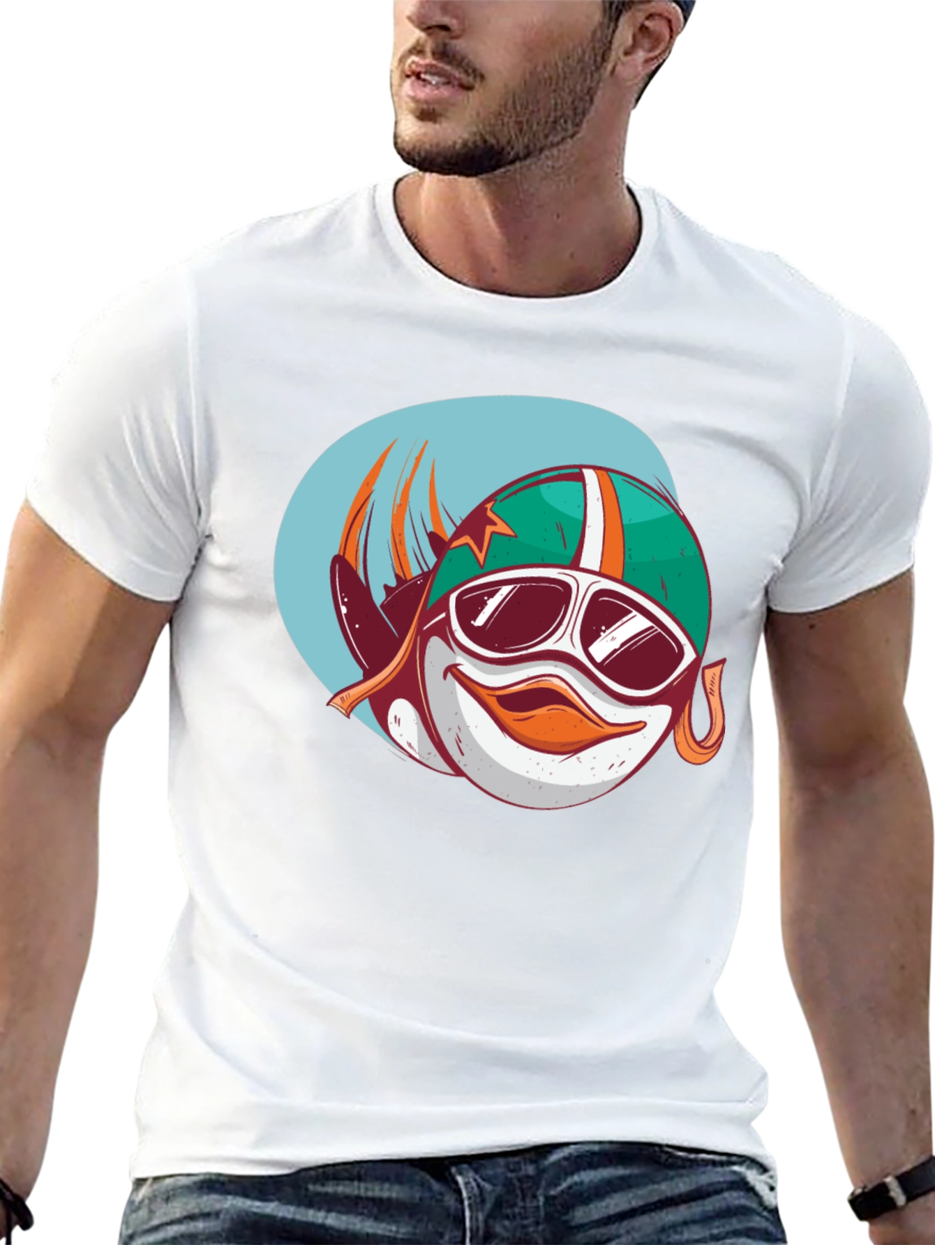 Camiseta Negra con Diseño de Pato Aviador