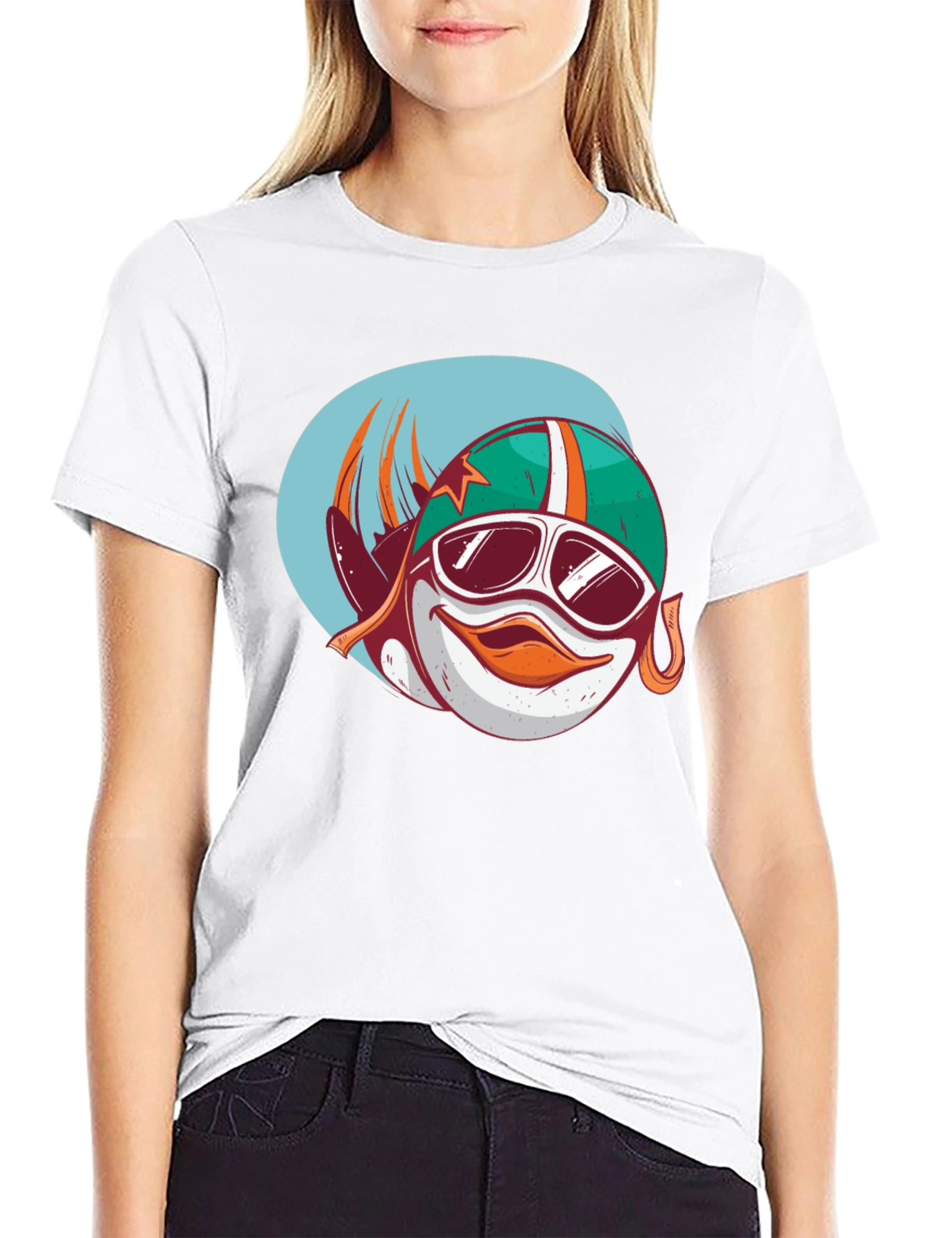Camiseta Negra con Diseño de Pato Aviador