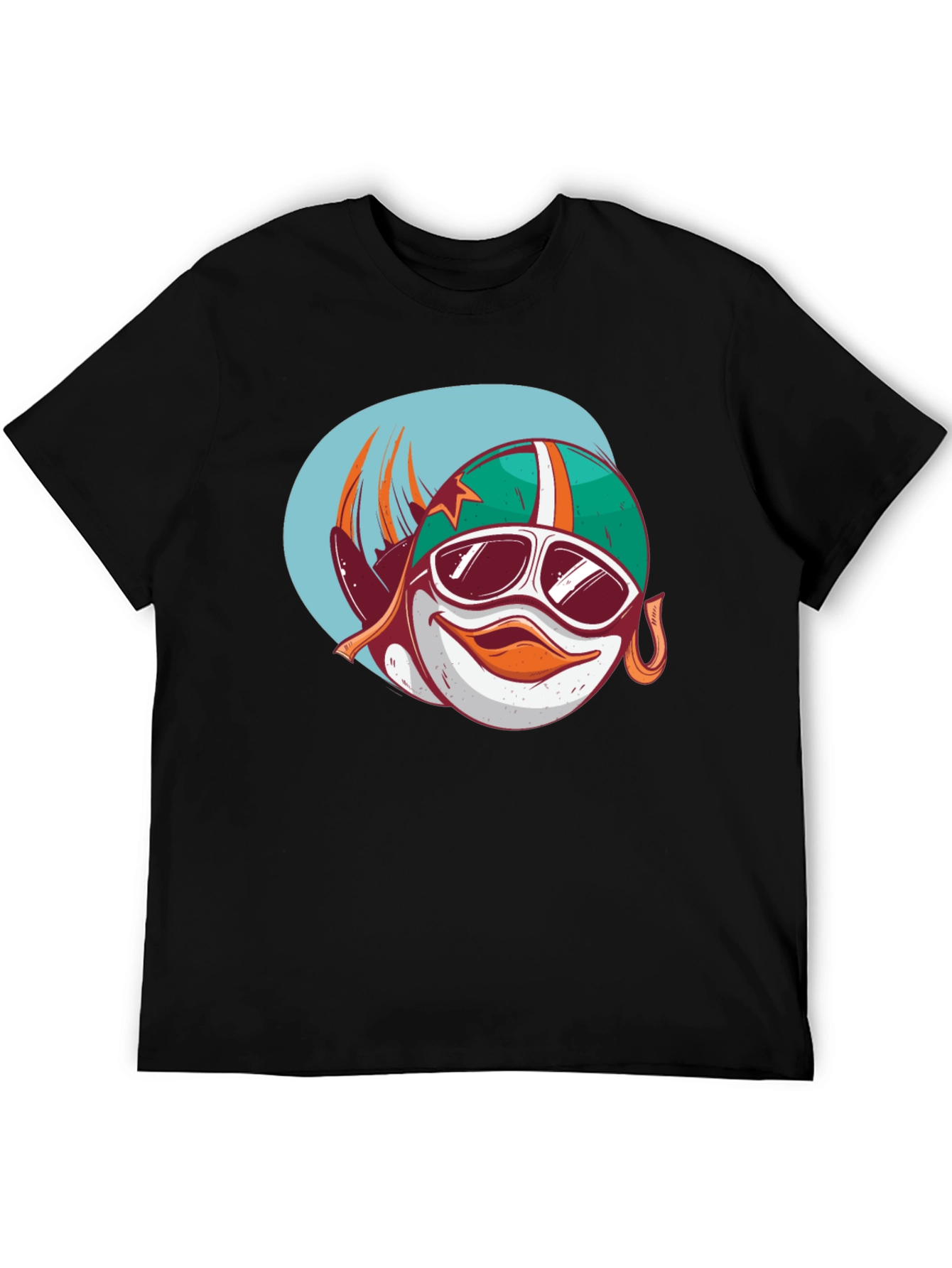Camiseta Negra con Diseño de Pato Aviador