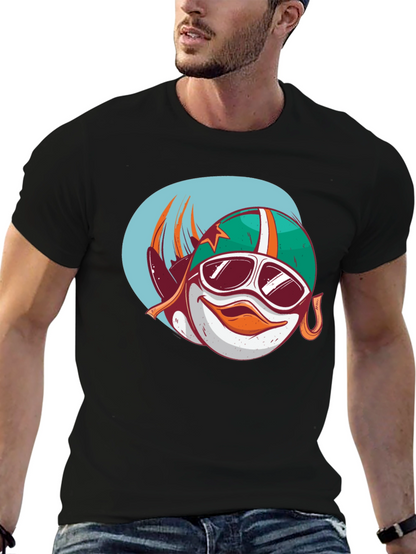 Camiseta Negra con Diseño de Pato Aviador
