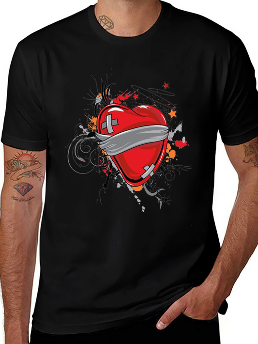 Camiseta Negra Corazón Vendado